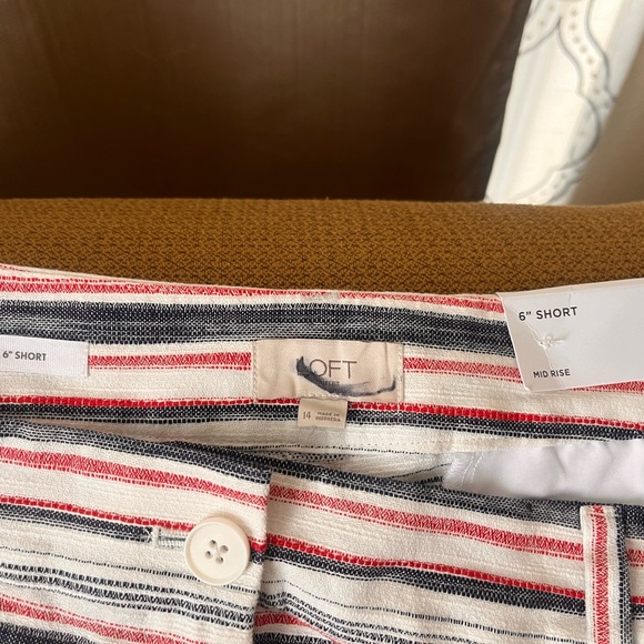 Ann Taylor LOFT Cotton Shorts with Size 14 Striped Red White Blue NWT - Picture 6 of 6